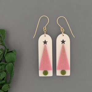 Modern Christmas Tree Star Earring